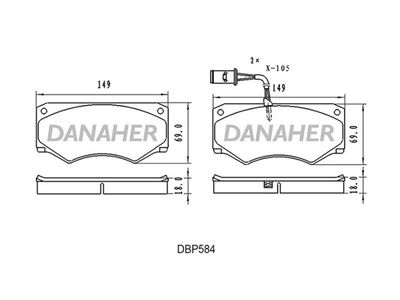 DBP584 DANAHER Комплект тормозных колодок, дисковый тормоз
