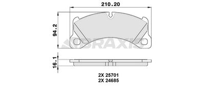 AA0307 BRAXIS Комплект тормозных колодок, дисковый тормоз