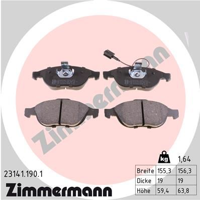 231411901 ZIMMERMANN Комплект тормозных колодок, дисковый тормоз