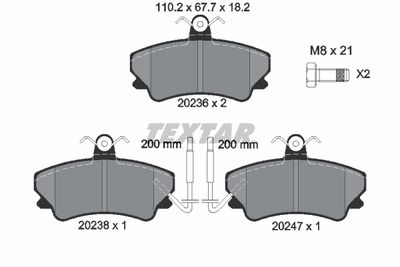 2023602 TEXTAR Комплект тормозных колодок, дисковый тормоз