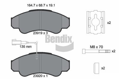 BPD1282 BENDIX Braking Комплект тормозных колодок, дисковый тормоз