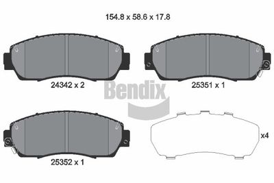 BPD2132 BENDIX Braking Комплект тормозных колодок, дисковый тормоз
