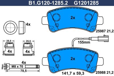 B1G12012852 GALFER Комплект тормозных колодок, дисковый тормоз
