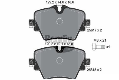 BPD1142 BENDIX Braking Комплект тормозных колодок, дисковый тормоз