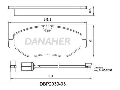 DBP203903 DANAHER Комплект тормозных колодок, дисковый тормоз