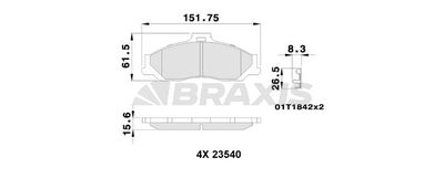 AB0242 BRAXIS Комплект тормозных колодок, дисковый тормоз