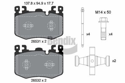 BPD2415 BENDIX Braking Комплект тормозных колодок, дисковый тормоз