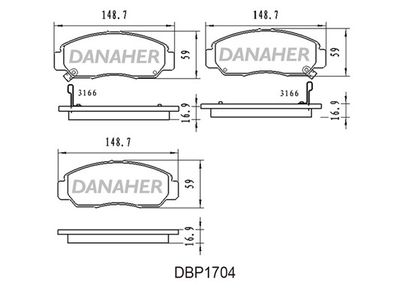 DBP1704 DANAHER Комплект тормозных колодок, дисковый тормоз