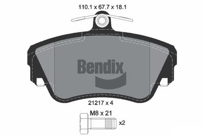 BPD1768 BENDIX Braking Комплект тормозных колодок, дисковый тормоз