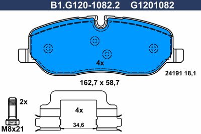 B1G12010822 GALFER Комплект тормозных колодок, дисковый тормоз
