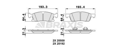 AA0308 BRAXIS Комплект тормозных колодок, дисковый тормоз