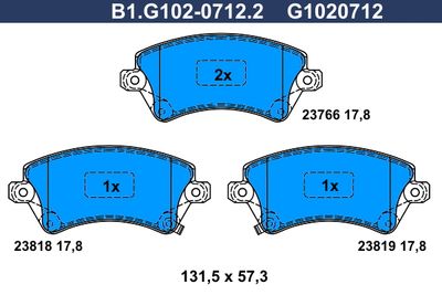 B1G10207122 GALFER Комплект тормозных колодок, дисковый тормоз