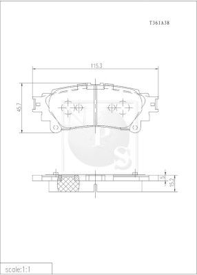 T361A38 NPS Комплект тормозных колодок, дисковый тормоз