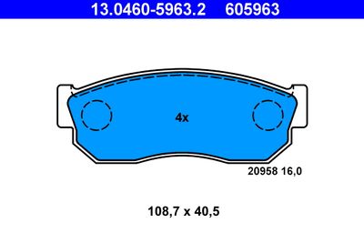 13046059632 ATE Комплект тормозных колодок, дисковый тормоз