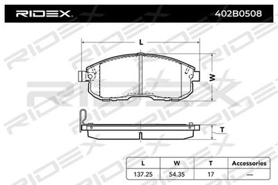 402B0508 RIDEX Комплект тормозных колодок, дисковый тормоз