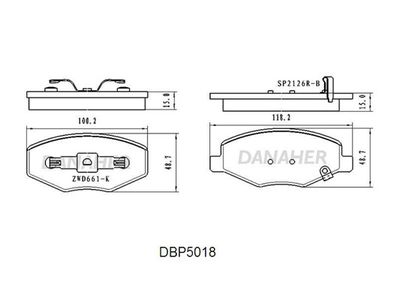 DBP5018 DANAHER Комплект тормозных колодок, дисковый тормоз