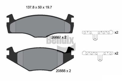 BPD1323 BENDIX Braking Комплект тормозных колодок, дисковый тормоз