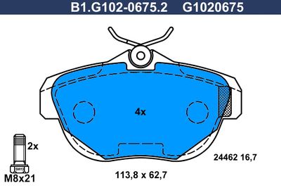 B1G10206752 GALFER Комплект тормозных колодок, дисковый тормоз