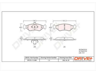 DP1010100841 Dr!ve+ Комплект тормозных колодок, дисковый тормоз