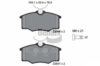 BPD2008 BENDIX Braking Комплект тормозных колодок, дисковый тормоз