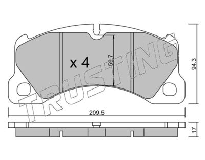 9733 TRUSTING Комплект тормозных колодок, дисковый тормоз