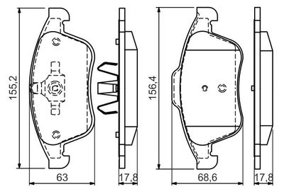 0986494556 BOSCH Комплект тормозных колодок, дисковый тормоз