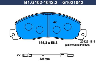 B1G10210422 GALFER Комплект тормозных колодок, дисковый тормоз