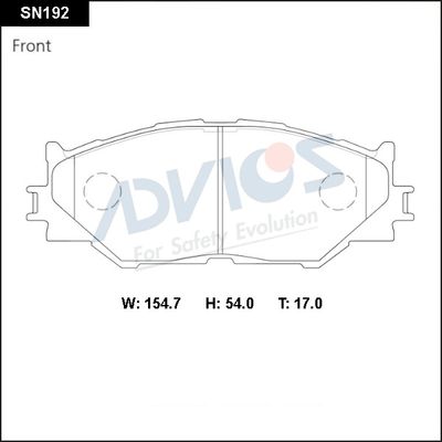 SN192 ADVICS Комплект тормозных колодок, дисковый тормоз