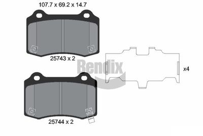 BPD2266 BENDIX Braking Комплект тормозных колодок, дисковый тормоз
