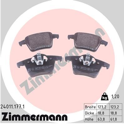 240111771 ZIMMERMANN Комплект тормозных колодок, дисковый тормоз
