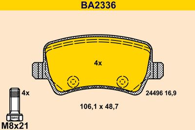 BA2336 BARUM Комплект тормозных колодок, дисковый тормоз