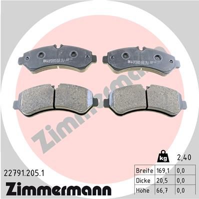 227912051 ZIMMERMANN Комплект тормозных колодок, дисковый тормоз