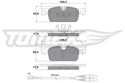 TX1731 TOMEX Brakes Комплект тормозных колодок, дисковый тормоз