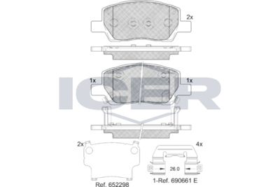 182420 ICER Комплект тормозных колодок, дисковый тормоз