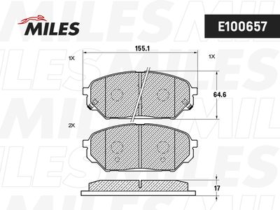 E100657 MILES Комплект тормозных колодок, дисковый тормоз