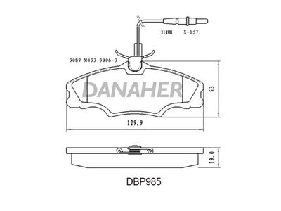 DBP985 DANAHER Комплект тормозных колодок, дисковый тормоз