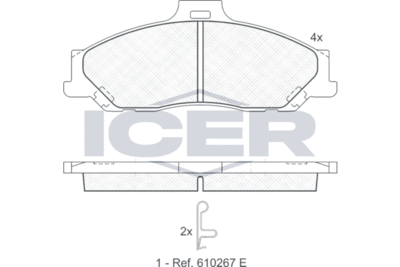 181580 ICER Комплект тормозных колодок, дисковый тормоз