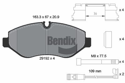 BPD1008 BENDIX Braking Комплект тормозных колодок, дисковый тормоз