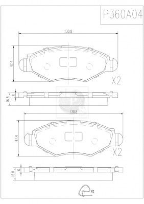 P360A04 NPS Комплект тормозных колодок, дисковый тормоз