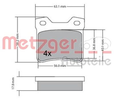 1170310 METZGER Комплект тормозных колодок, дисковый тормоз