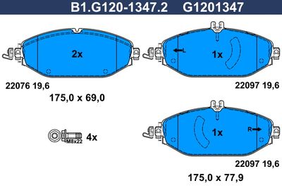 B1G12013472 GALFER Комплект тормозных колодок, дисковый тормоз