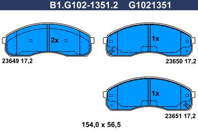 B1G10213512 GALFER Комплект тормозных колодок, дисковый тормоз