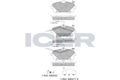 182024 ICER Комплект тормозных колодок, дисковый тормоз