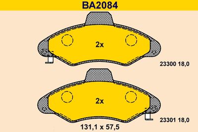 BA2084 BARUM Комплект тормозных колодок, дисковый тормоз