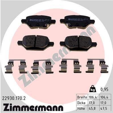 229301702 ZIMMERMANN Комплект тормозных колодок, дисковый тормоз