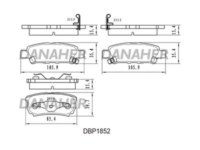 DBP1852 DANAHER Комплект тормозных колодок, дисковый тормоз