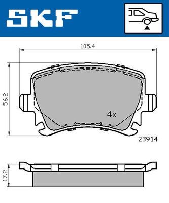 VKBP90014 SKF Комплект тормозных колодок, дисковый тормоз