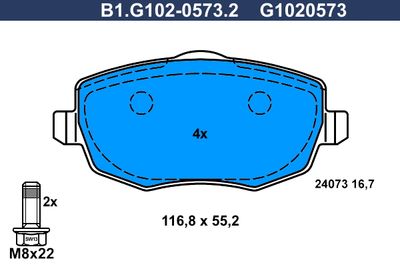B1G10205732 GALFER Комплект тормозных колодок, дисковый тормоз