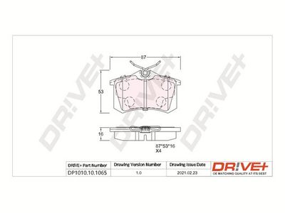 DP1010101065 Dr!ve+ Комплект тормозных колодок, дисковый тормоз