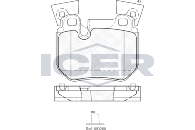 181965 ICER Комплект тормозных колодок, дисковый тормоз
